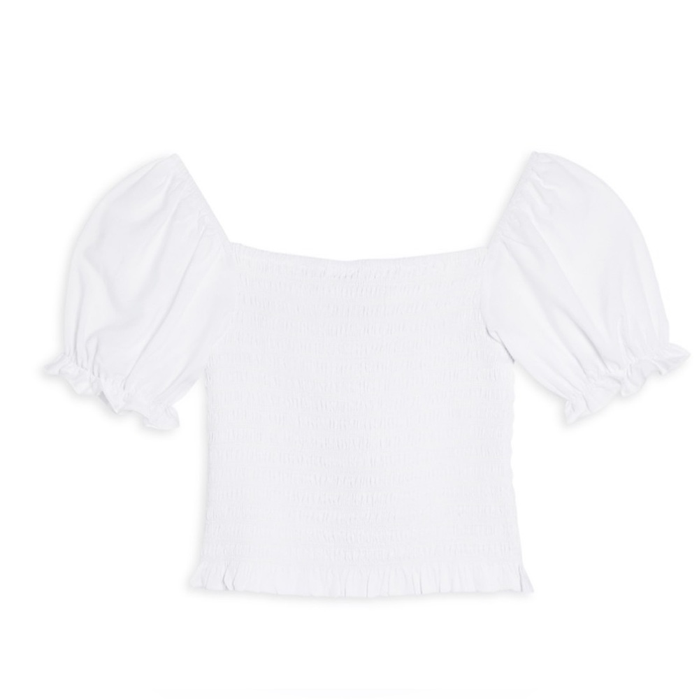 KatieJNYC Marlee Smocked Puff Sleeve Top - White Child Large
